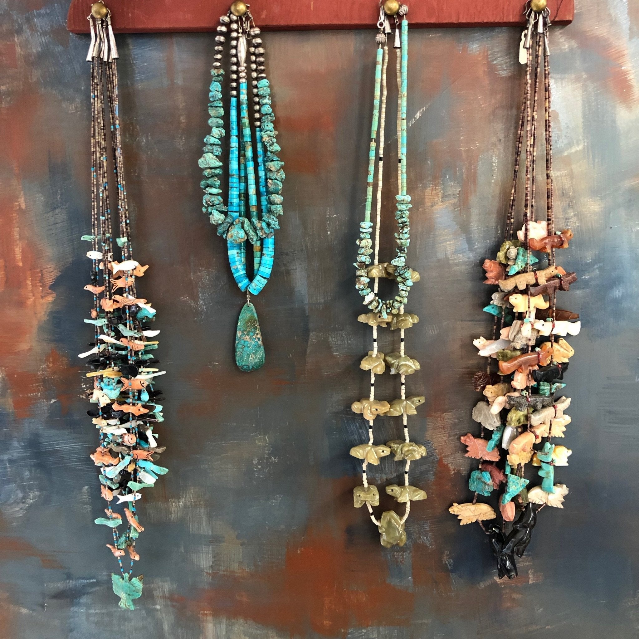Zuni carved fetish necklace earrings animal Native american 