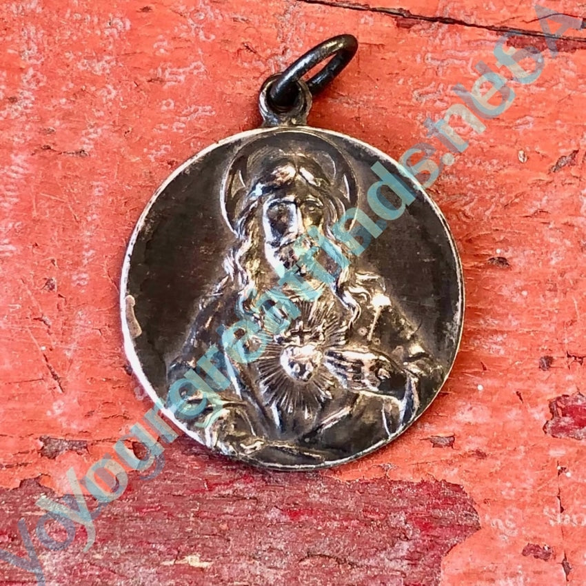 1930 Solid Sterling Silver Jesus Sacred Heart Pendant Yourgreatfinds