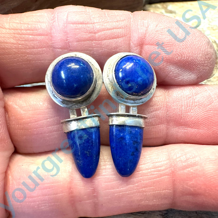 1996 Sterling Silver Lapis Lazuli Pierced Post Earrings