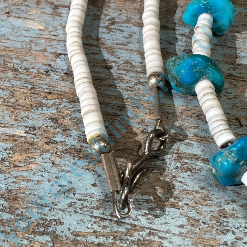 30 Long White Heishi Turquoise Nugget Southwestern Necklace