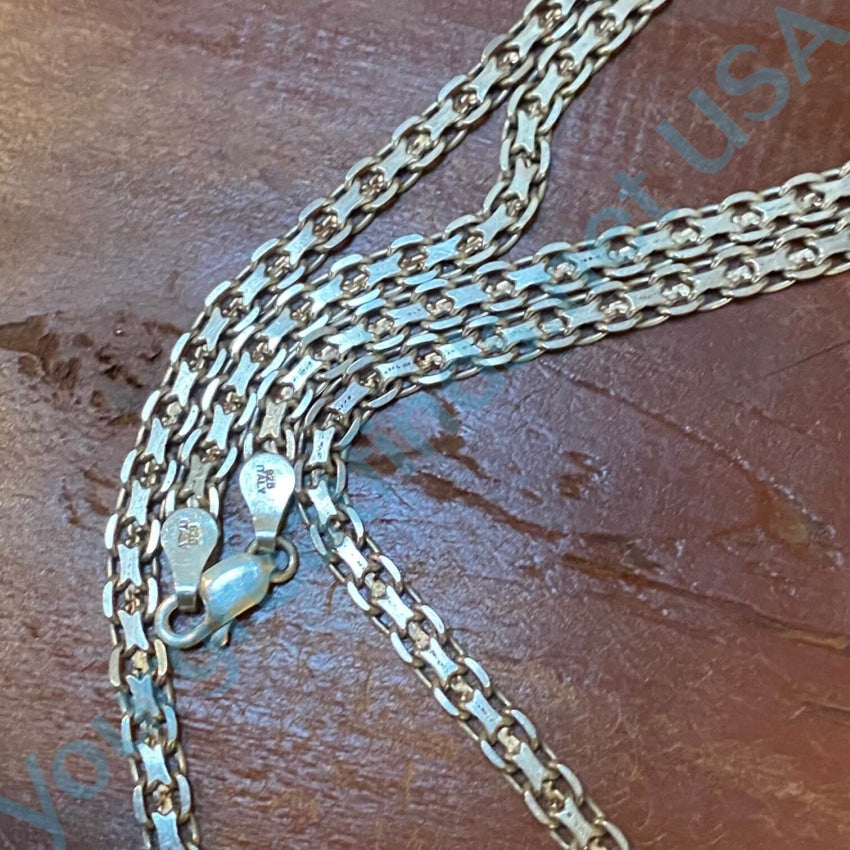 36 Long Fancy Sterling Silver Chain Vintage