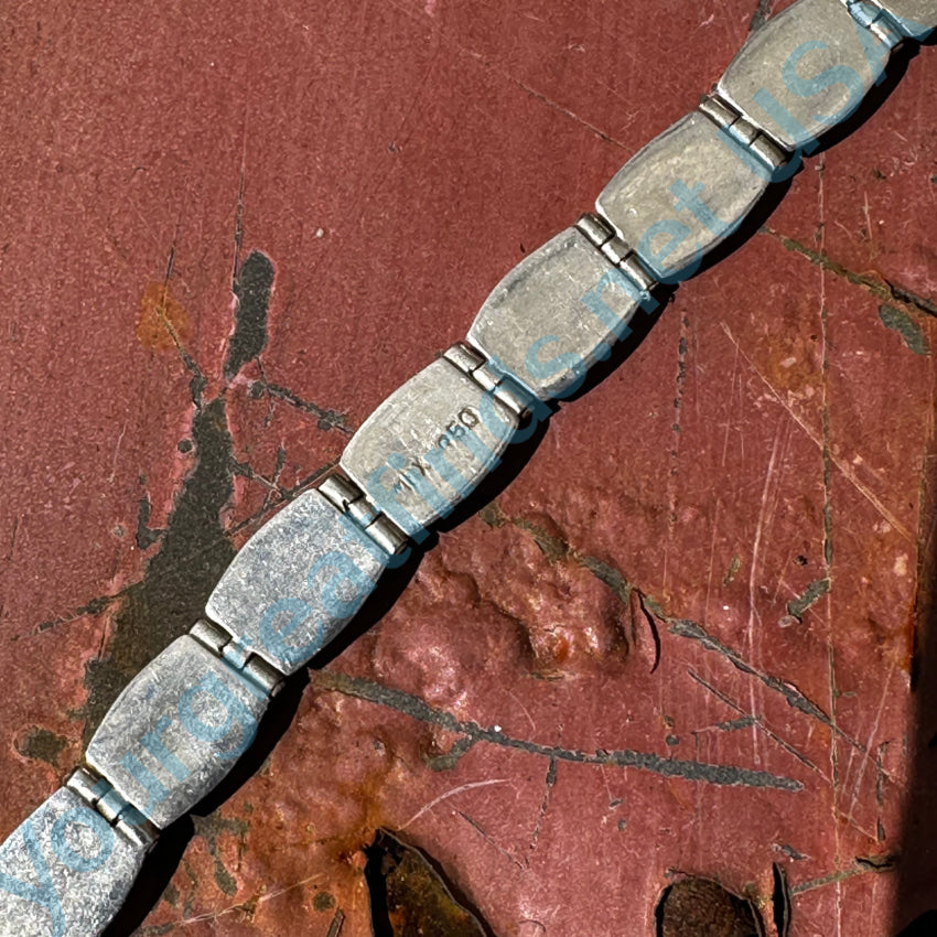 950 Fine Sterling Silver &amp; Red Fire Opal Link Bracelet