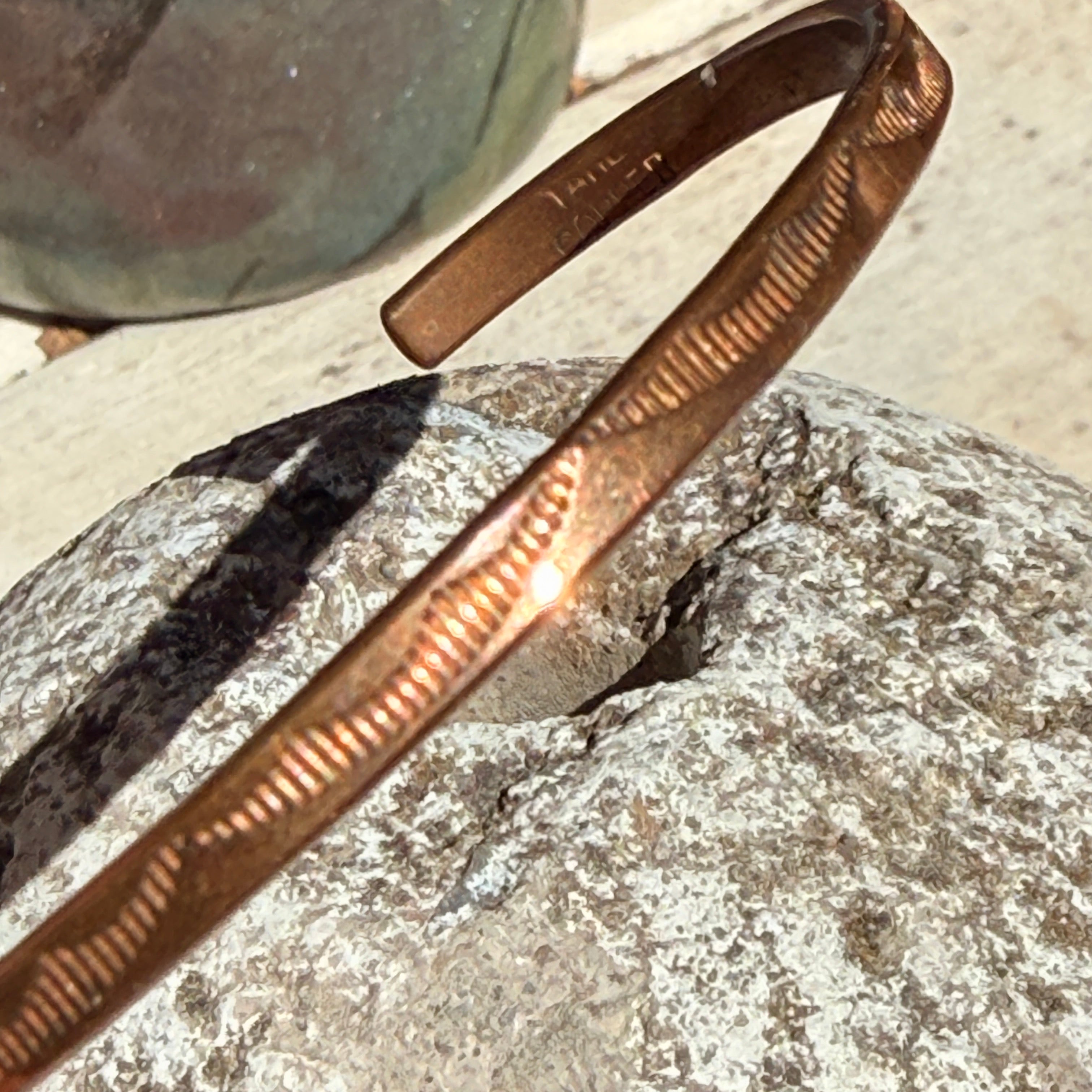 VIntage Navajo Tahe Solid Copper Cuff Bracelet Stamped