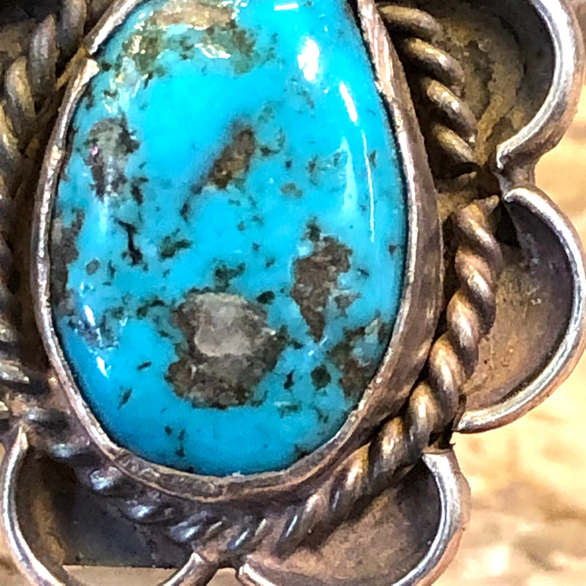Vintage Navajo Sterling Silver Turquoise Red Coral Ring Size 9.75