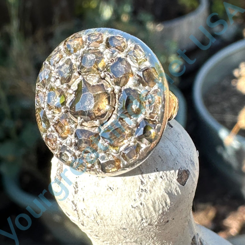 Antique Georgian Mine Rose Cut Diamond Ring 10K Gold 3.5