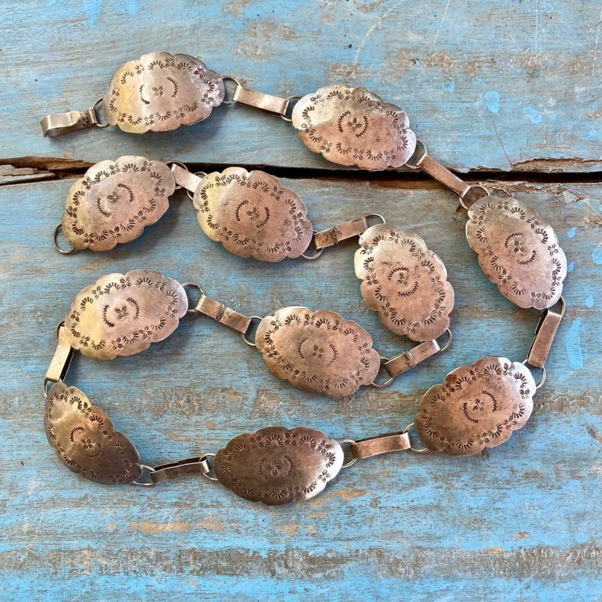 Antique Navajo Sterling Silver Concho Belt Hat Band  display picture 1