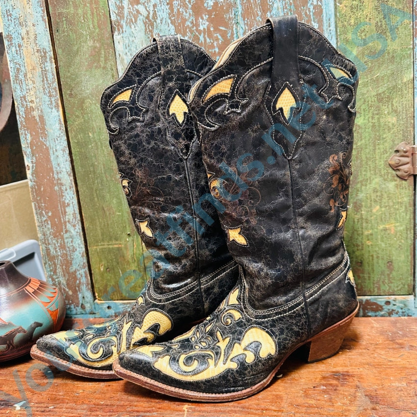 Corral Vintage Ladies Inlay Western Boots Size 8 1/2M