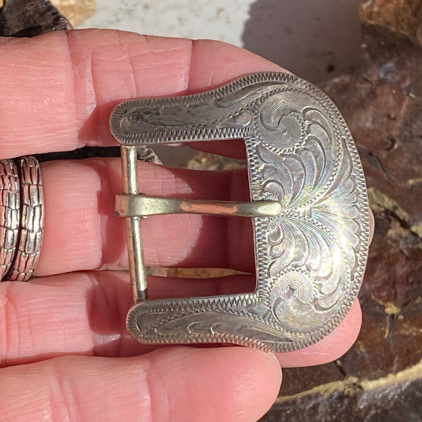 Early VOGT Sterling Silver Engraved Ranger Belt Buckle
