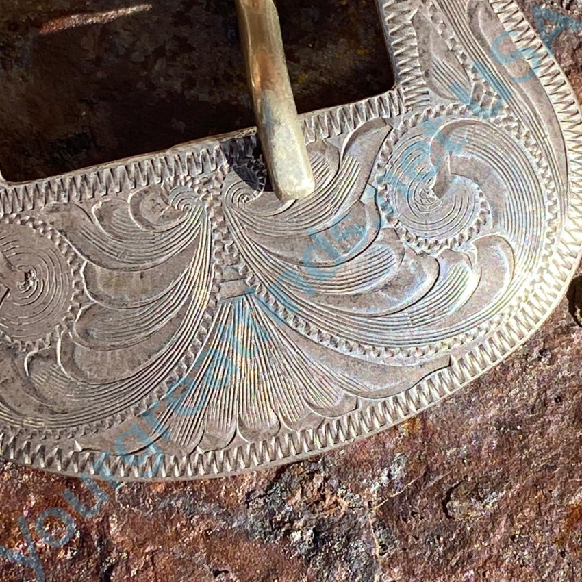 Early Vogt Sterling Silver Engraved Ranger Belt Buckle