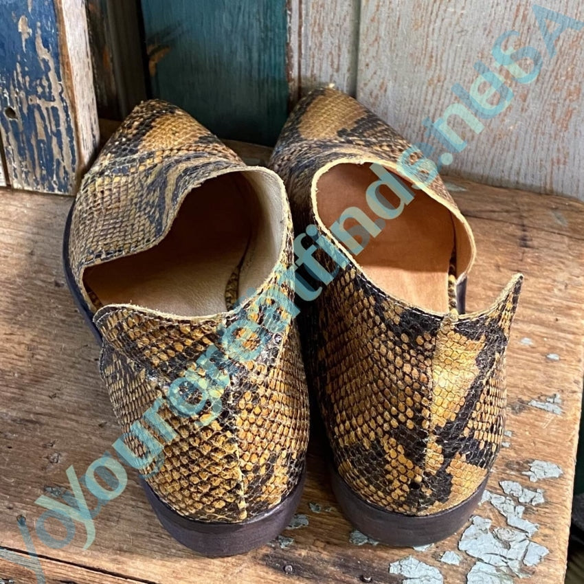 Free People Royale Flat Snakeskin Brown Size 6 Pre-owned Yourgreatfinds