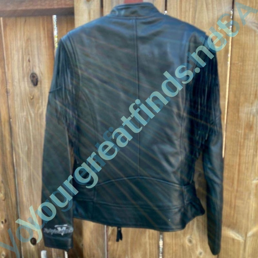 Genuine Harley-Davidson Black Leather Fringed Jacket Womens' Medium Yourgreatfinds