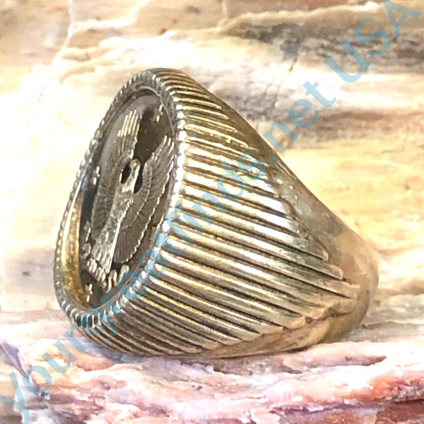 Gilroy Roberts Eagle Ring 1988 Franklin Mint 14K Gold Over Sterling Silver 925 6.5