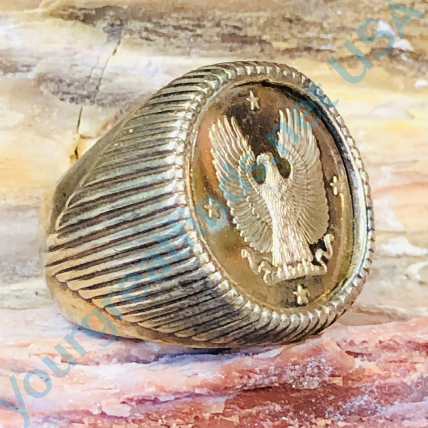 Gilroy Roberts Eagle Ring 1988 Franklin Mint 14K Gold Over Sterling Silver 925 6.5