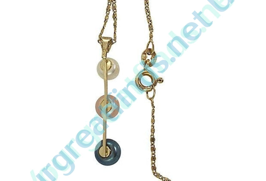 Gold & Triple-Tone Pearls Necklace 10k Yourgreatfinds