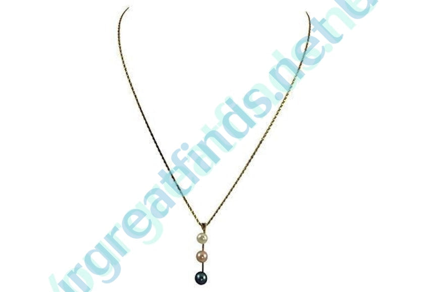 Gold & Triple-Tone Pearls Necklace 10k Yourgreatfinds