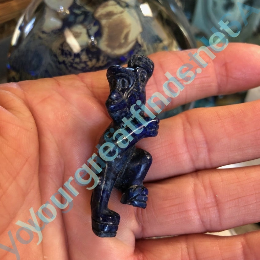Hand Carved Indigo Blue Lapis Lazuli Climbing Monkey Bead Yourgreatfinds