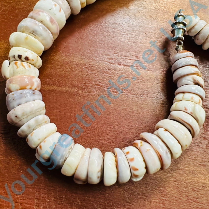 Large Vintage Hawaiian Puke Shell Choker Necklace