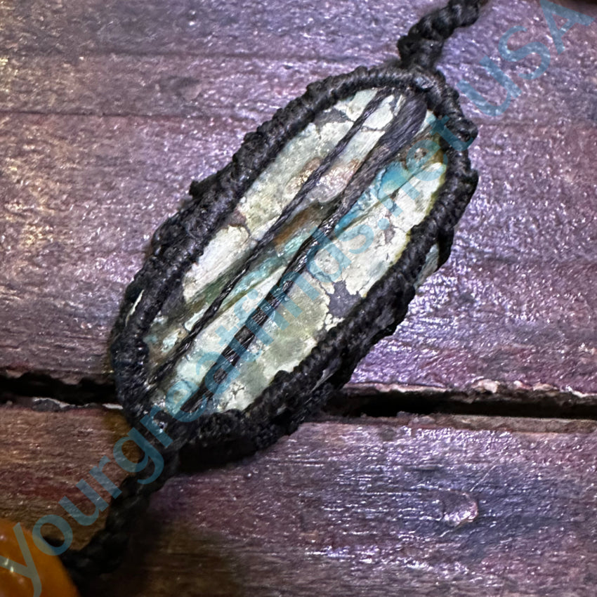 Macramé Turquoise Amber Quartz Crystal Necklace