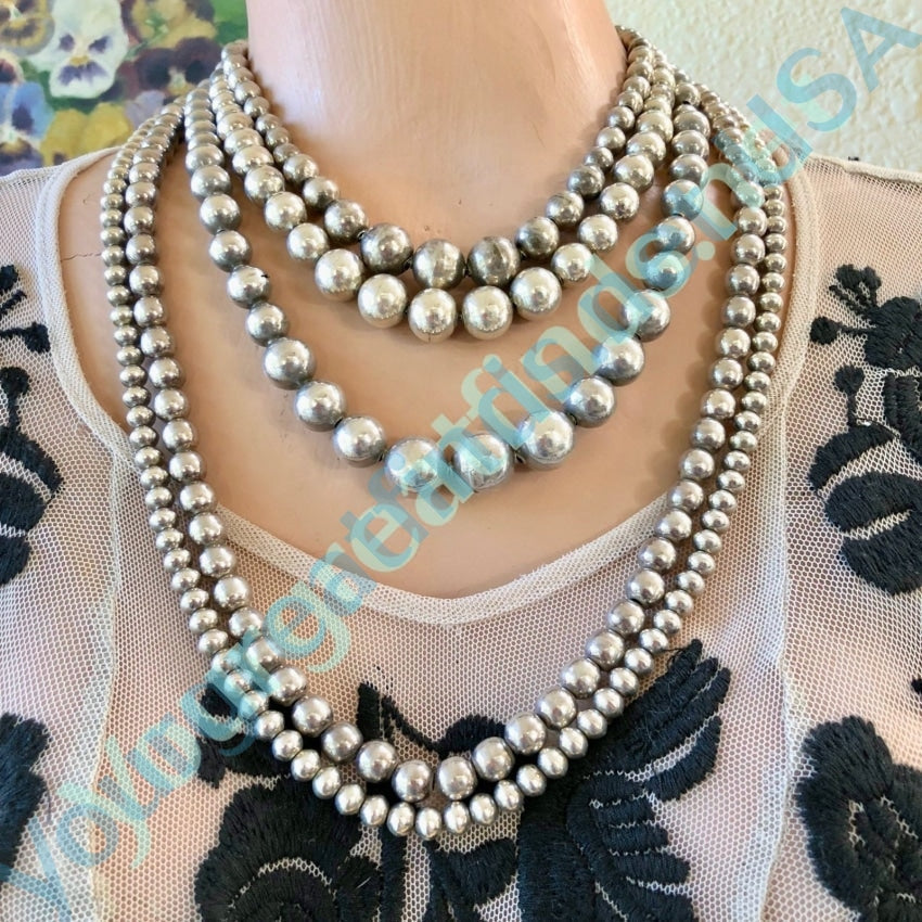 Mexican Sterling Silver Bead "Pearls" Necklace Yourgreatfinds