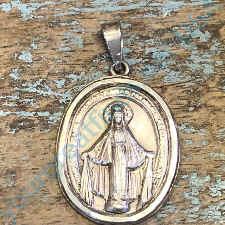 Mexican Sterling Silver Sacred Mother Oval Pendant Catholic Devotional