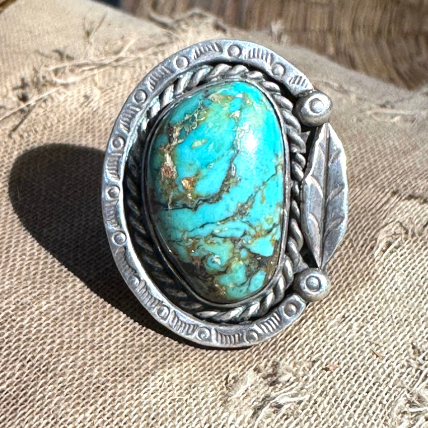 Navajo Turquoise Sterling Silver top Ring