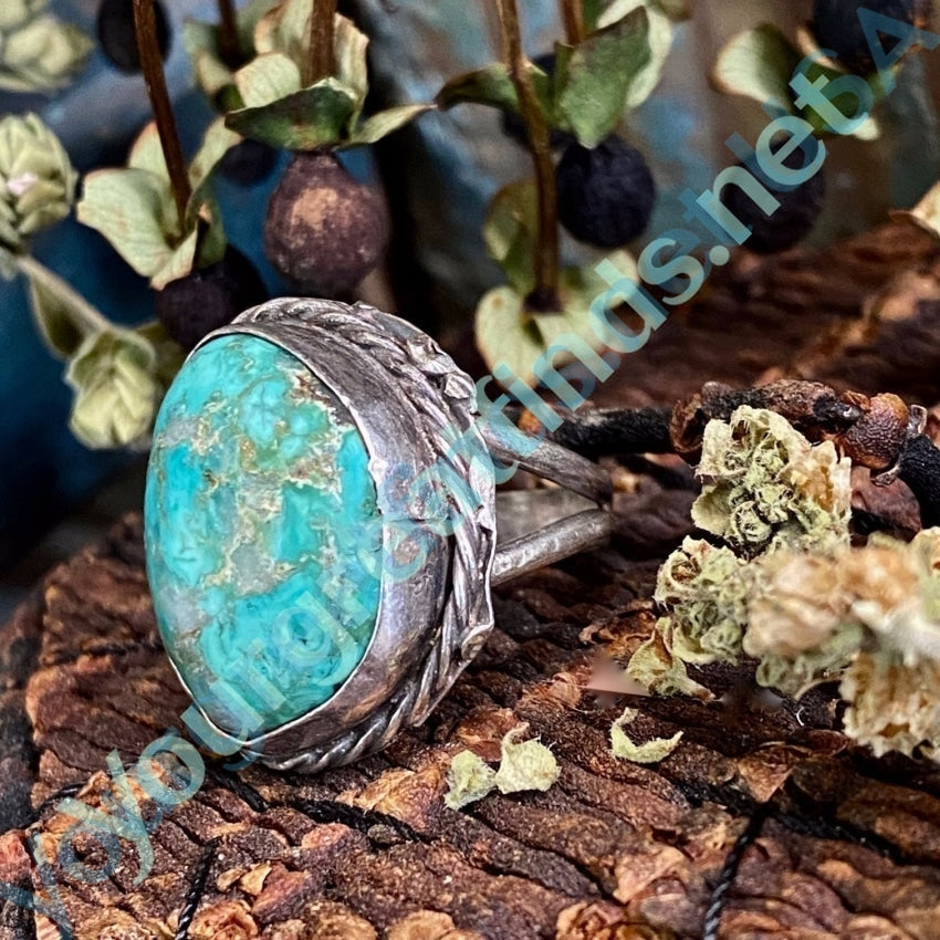 Navajo Sterling Silver Ring Mottled Turquoise Quartz Sz 8 Yourgreatfinds