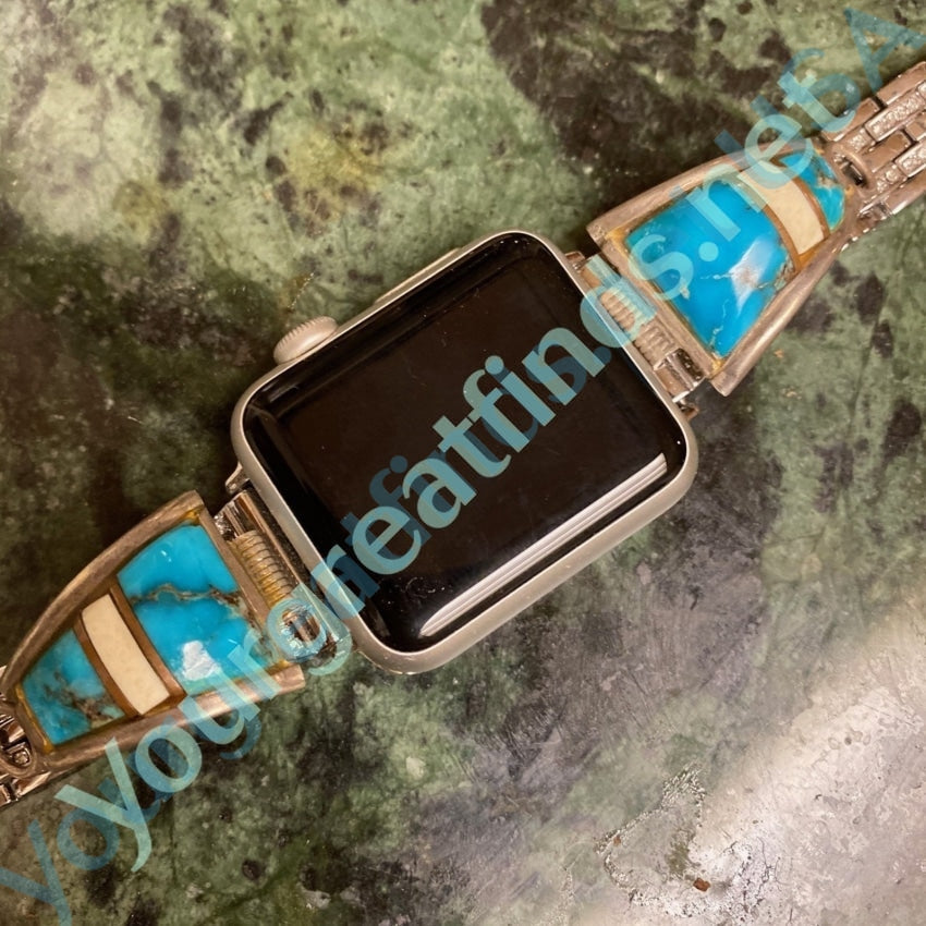 Navajo Watch Band Plates with Dark Blue Turquoise Yourgreatfinds