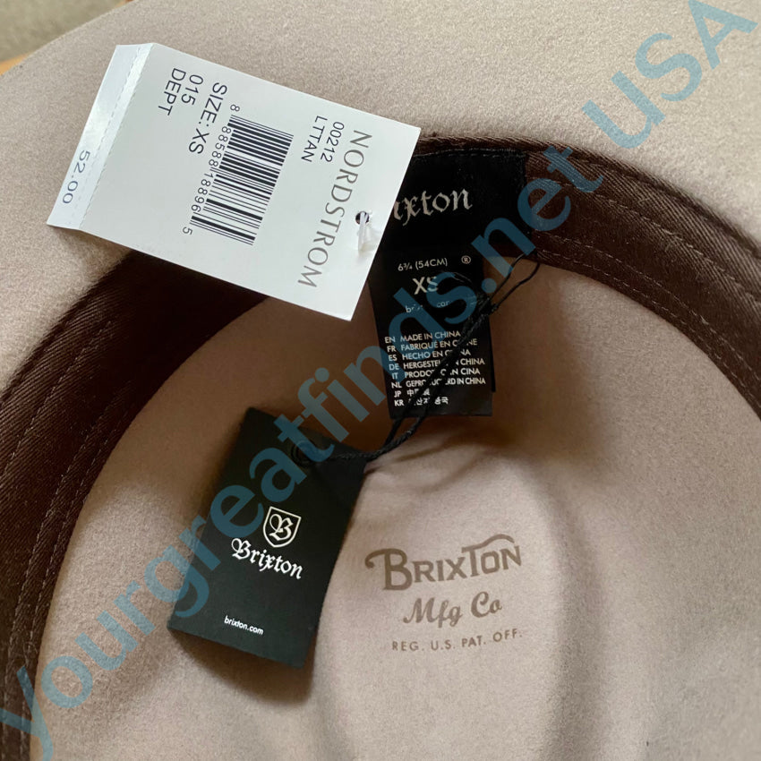 Nwt Brixton Wesley Fedora Hat Light Tan Xs 6 3/4