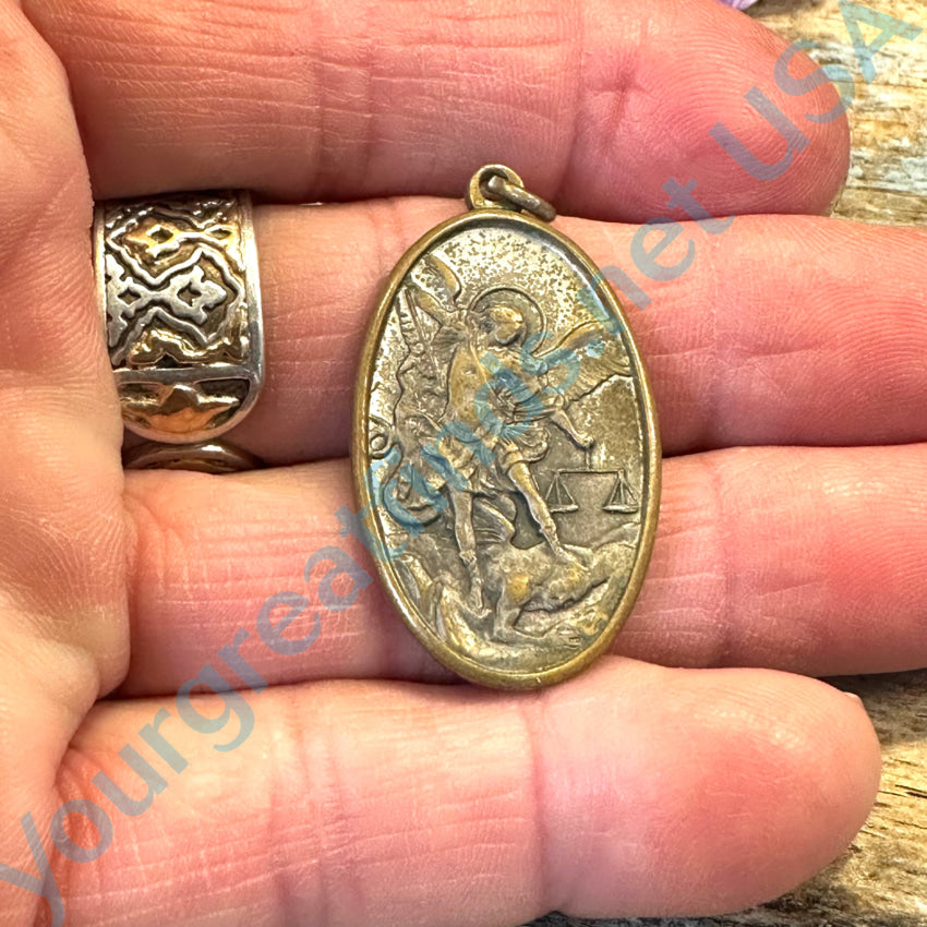 Old Brass St. Christopher Pendant Charm Italy