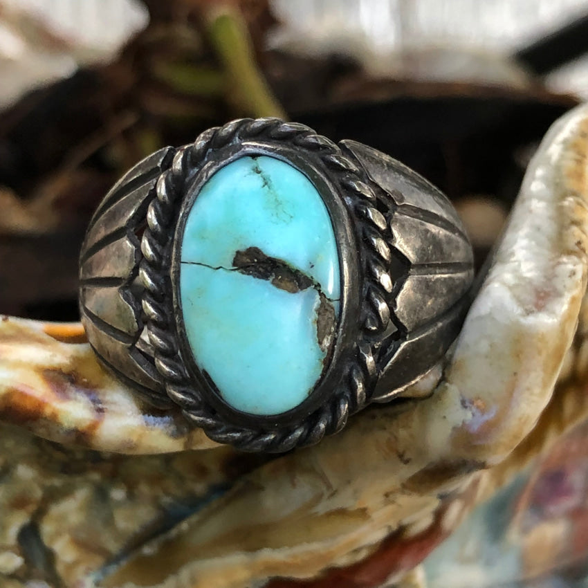 Vintage Sterling Turquoise hotsell Ring