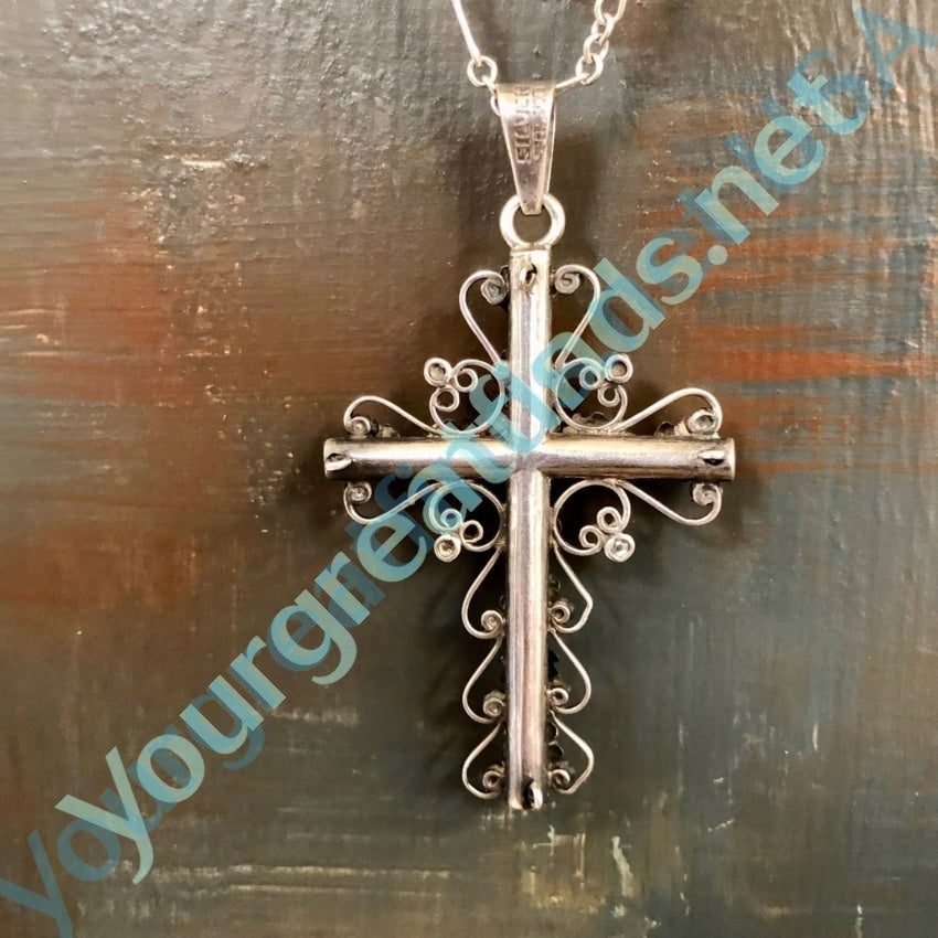 Ornate Sterling Silver Holy Cross Necklace Mexico Yourgreatfinds