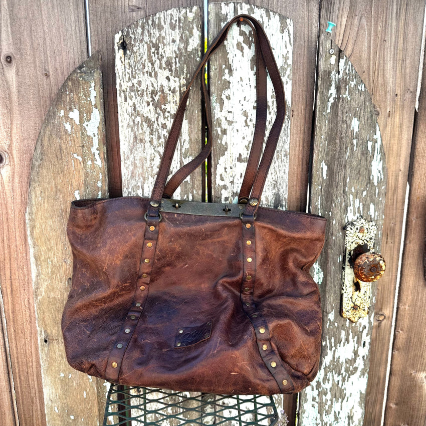 Patricia Nash Brown Distressed Leather Benvenuto Tote