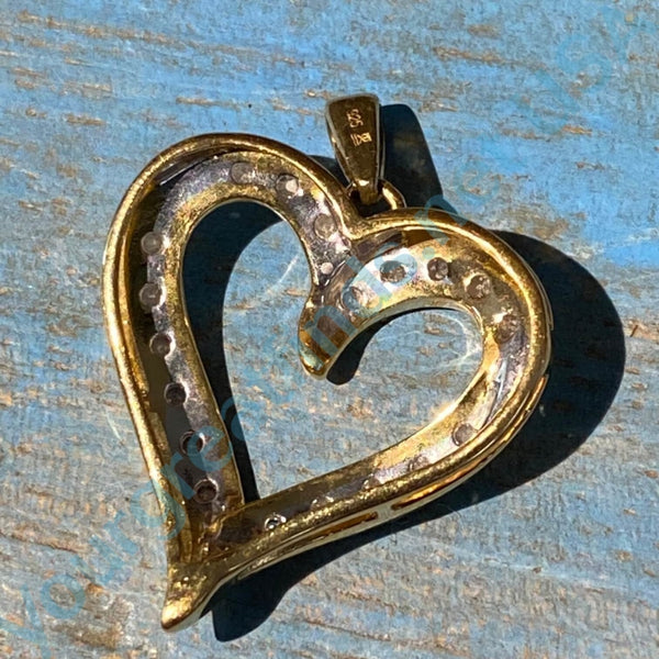 Pre-owned Gold Vermeil Sterling Silver Diamond Heart Pendant -  Yourgreatfinds