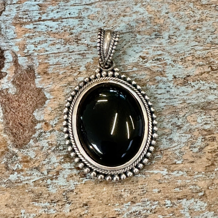 Pre-Owned Sterling Silver Black Onyx Pendant