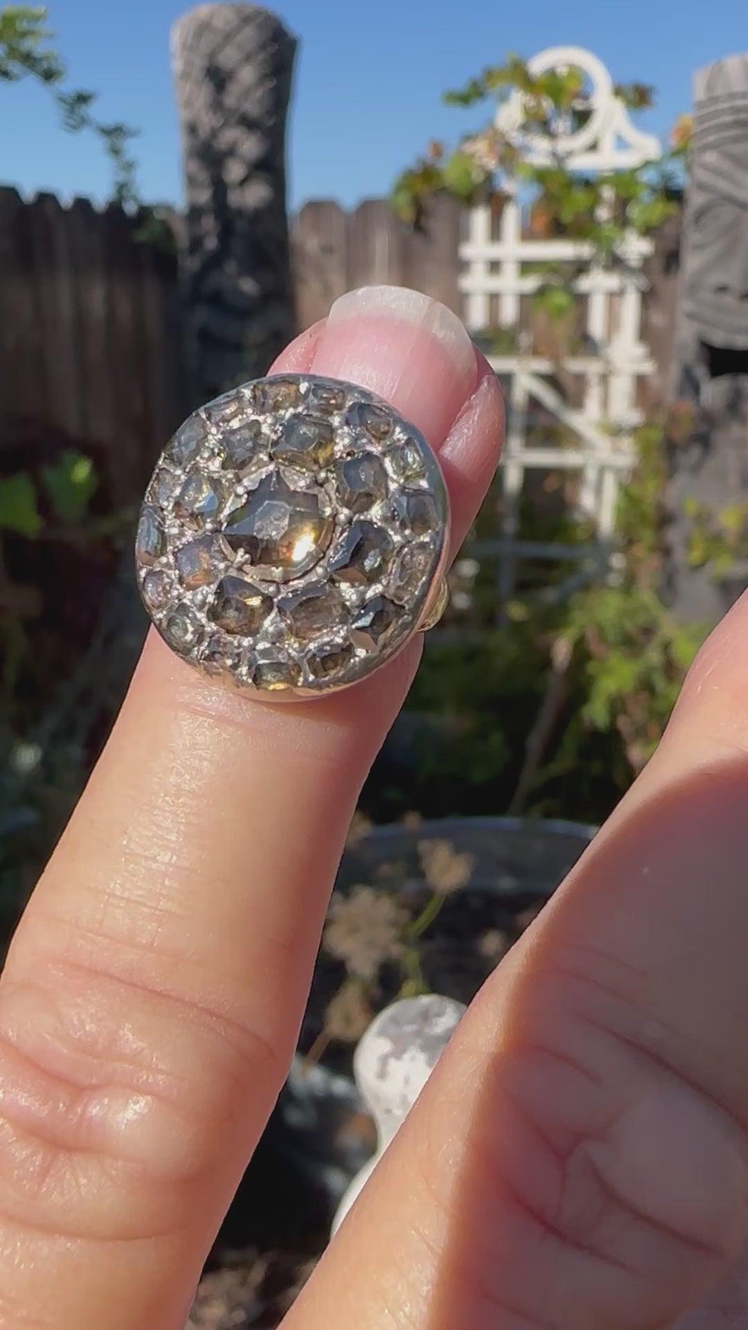 Antique Georgian Mine rose Cut Diamond Ring 10k Gold 3.5