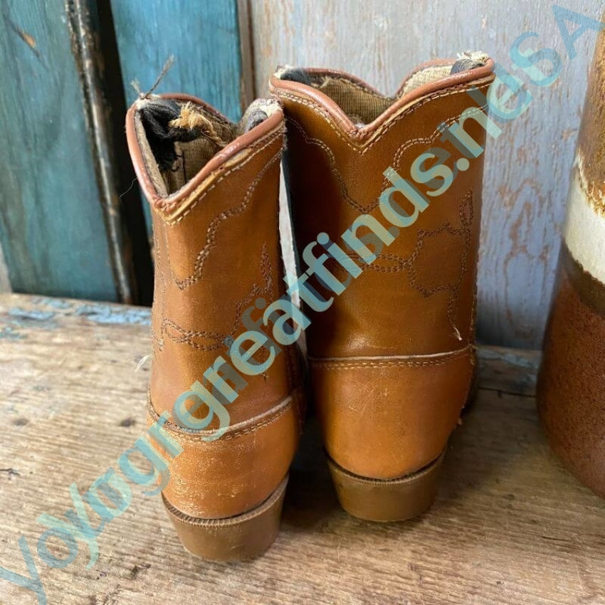 Small Vintage Child's Brown Leather Cowboy Boots Yourgreatfinds