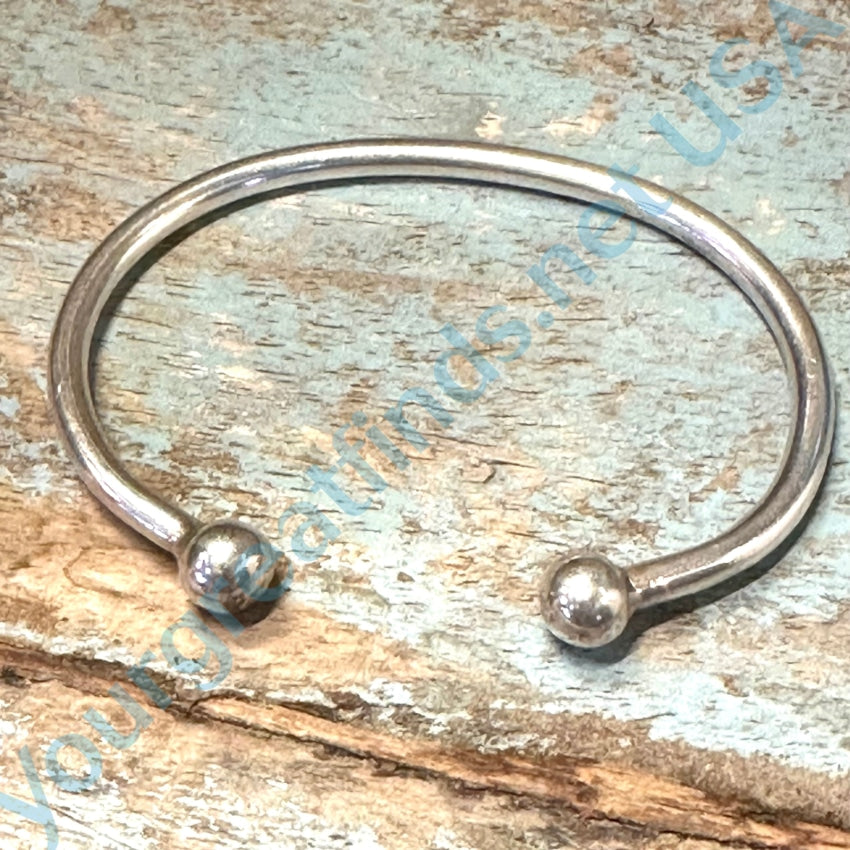 Solid Sterling Ball Torque Cuff Bracelet 2 Sizes