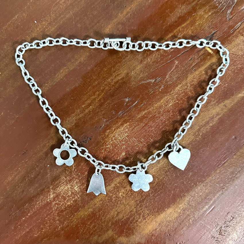 Solid Sterling Silver Charm Necklace