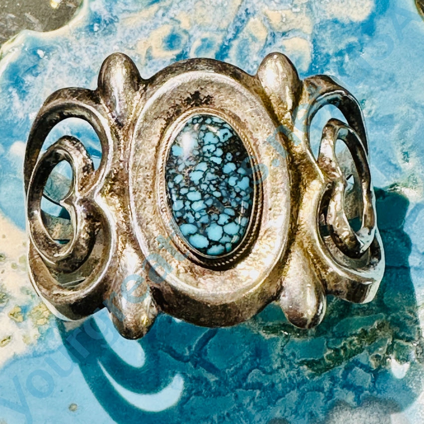 Spider Wed Turquoise Tufa Cast Sterling Silver Heart Bracelet Navajo