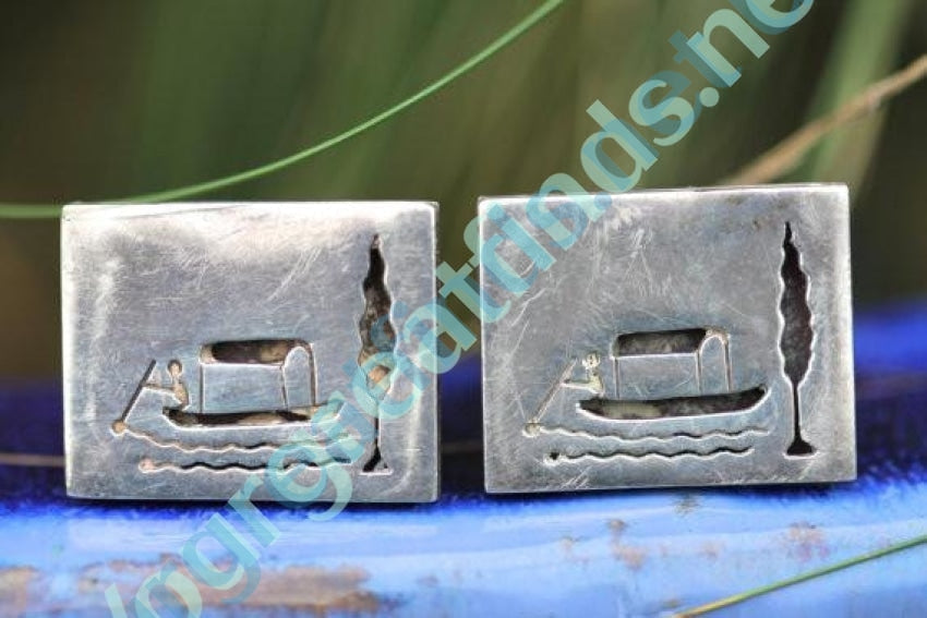 Sterling Silver Cuff Links with Cut Away Design Yourgreatfinds