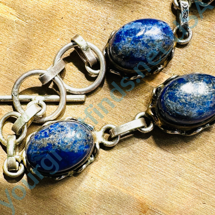 Sterling Silver & Dark Blue Lapis Lazuli Link Bracelet