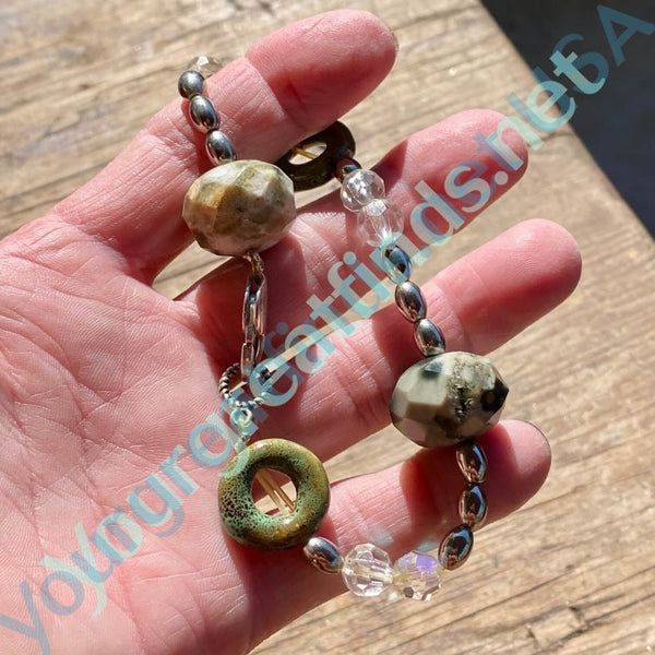 Sterling Silver Jasper Glass Bead Bracelet Anklet - Yourgreatfinds