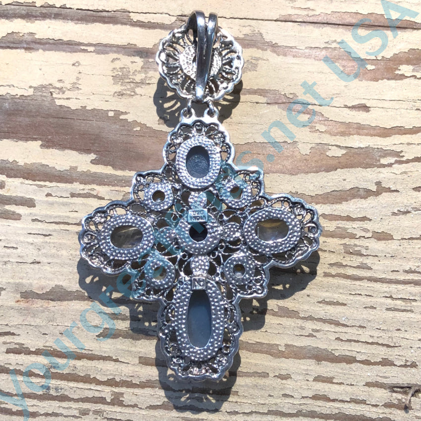 Sterling Silver Multi-Gemstone Holy Cross Pendant