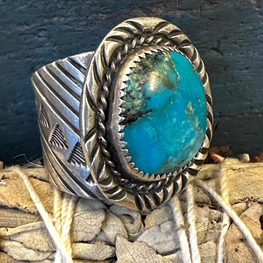 Vintage silver deals and turquoise ring