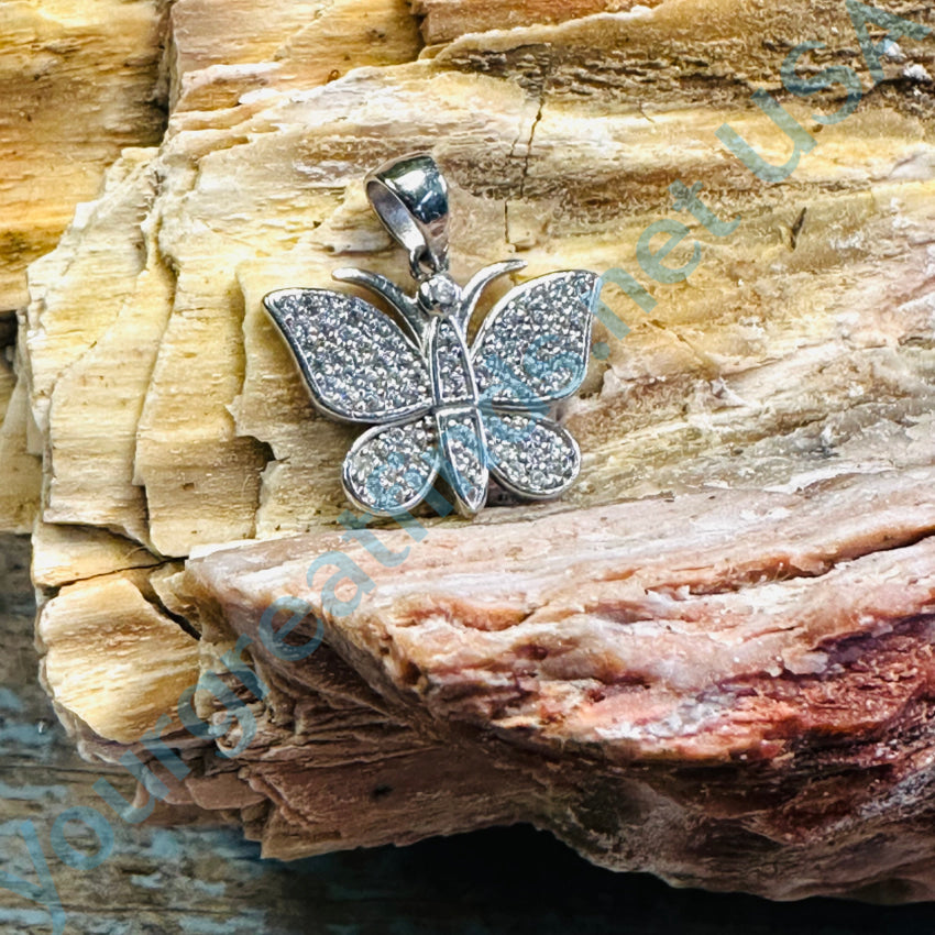 Sterling Silver & Pavé Cubic Zirconia Butterfly Pendant