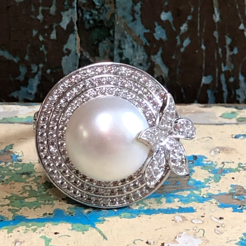 Sterling silver cubic zirconia pearl outlet