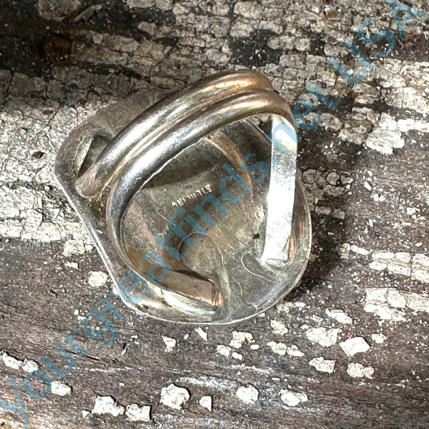 Sterling Silver & Pink Rhodochrosite Ring Size 9