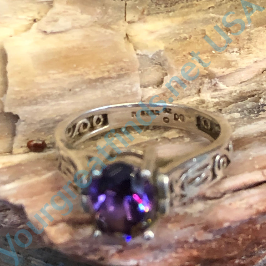 Sterling Silver & Purple Cz Ring Size 7