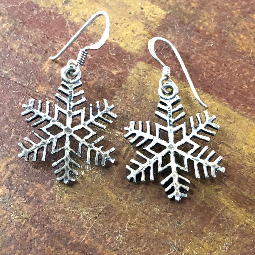 Silver earrings - outlet snowflakes