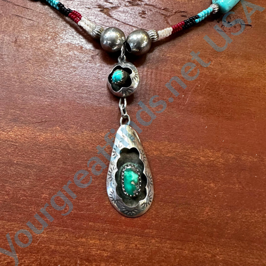 Sterling Silver Turquoise Beaded Necklace